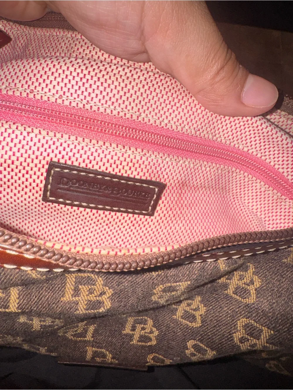 Dooney & Bourke Brown Purse with Leather Trim